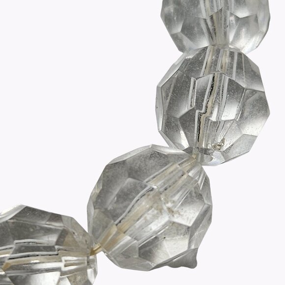 Retro Clear Faceted Faux Crystal Plastic Beads Stretch Bracelet Fashion Jewelry - Picture 2 of 3